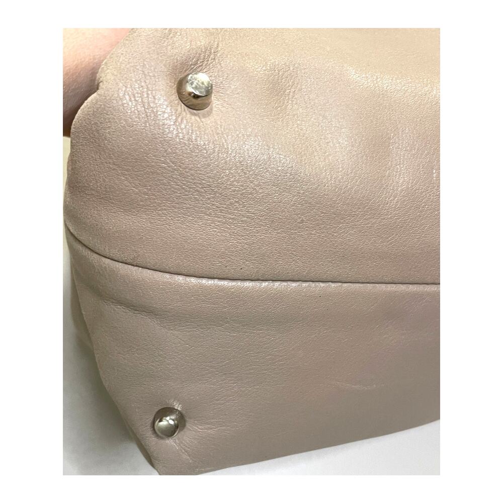 Furla Taupe Leather Top Handle Bag Designer Handbag Silver Embellishments - Picture 11 of 13